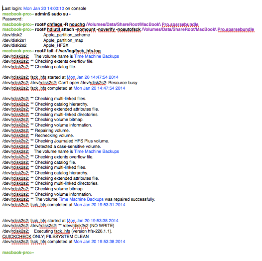 console log sparsebundle repair